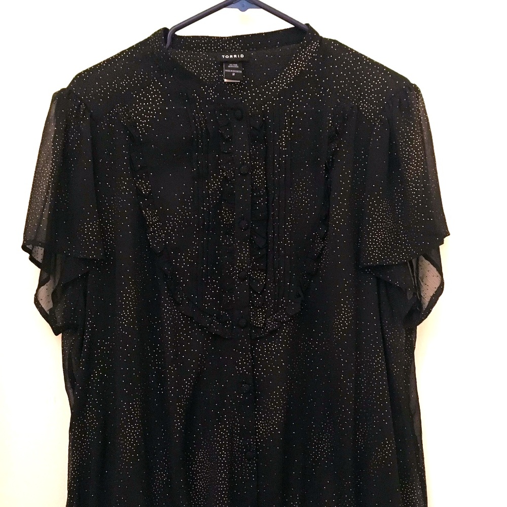 Torrid Black Studded Sequence Sheer Top
